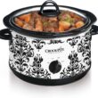 Crock Pot 4.5 Quart Manual Slow Cooker, Damask Pattern, White - 2