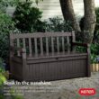 Keter Solana 70 Gallon Storage Bench Deck Box for Patio Furniture, Front Porch Decor and Outdoor Seating – Perfect to Store Garden Tools and Pool Toys, Brown - 7
