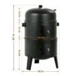 MASTER COOK SRCG20008 Vertical 16 in. Steel Charcoal Smoker, Heavy-Duty Round BBQ Grill for Outdoor Cooking in Black