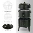 MASTER COOK SRCG20008 Vertical 16 in. Steel Charcoal Smoker, Heavy-Duty Round BBQ Grill for Outdoor Cooking in Black