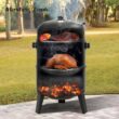 MASTER COOK SRCG20008 Vertical 16 in. Steel Charcoal Smoker, Heavy-Duty Round BBQ Grill for Outdoor Cooking in Black