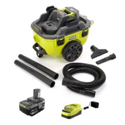 RYOBI PCL735K ONE+ 18V Cordless 6 Gal. Wet Dry Vacuum Kit with 4.0 Ah Battery and 18V Charger