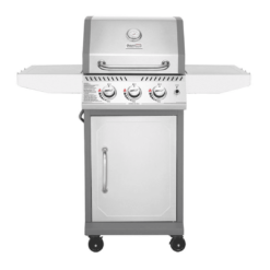 Royal Gourmet GG3001S Stainless Steel 3-Burner Propane Gas Grill, 25,500 BTU Cabinet Style Cas Grill with Side Tables