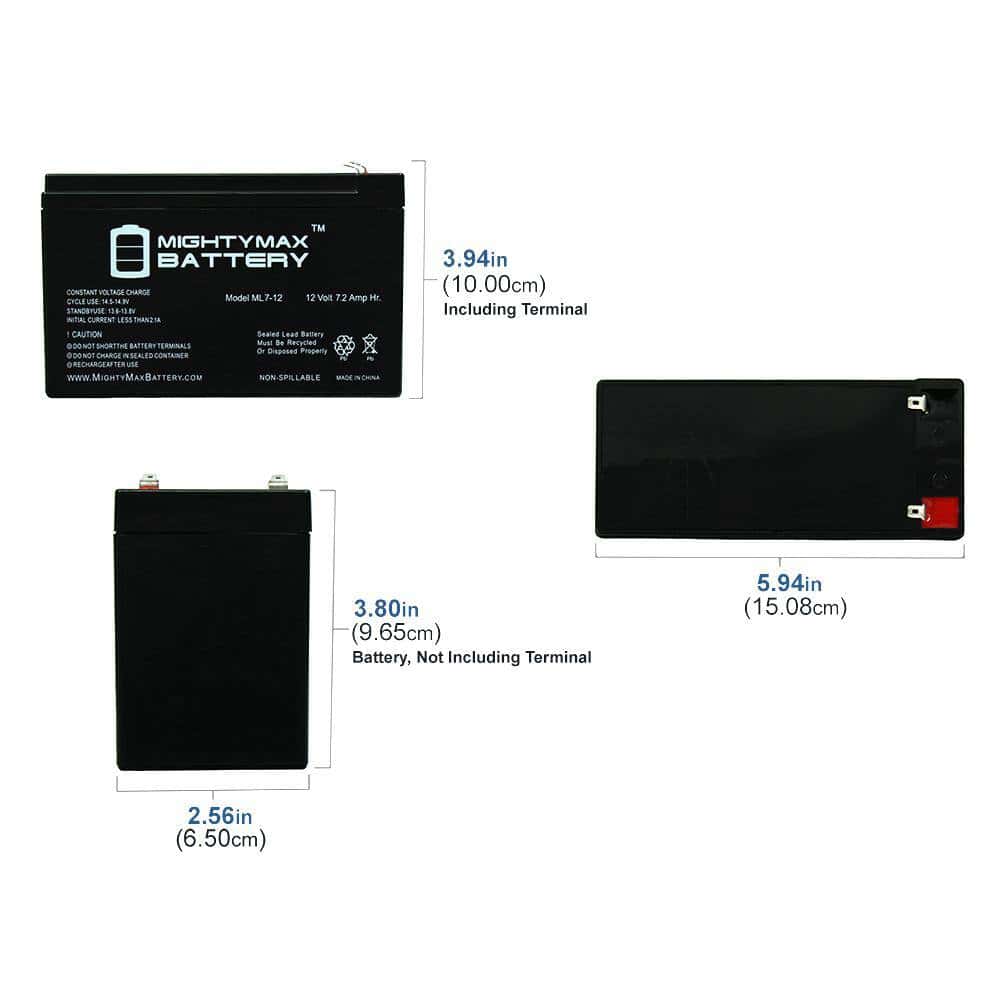 MIGHTY MAX BATTERY MAX3428993 12 Volt 7ah Rechargeable Battery with F1 (.187) Terminals - 10 Pack" MIGHTY MAX BATTERY MAX3428993 12 Volt 7ah Rechargeable Battery with F1 (.187) Terminals - 10 Pack" - Image 3