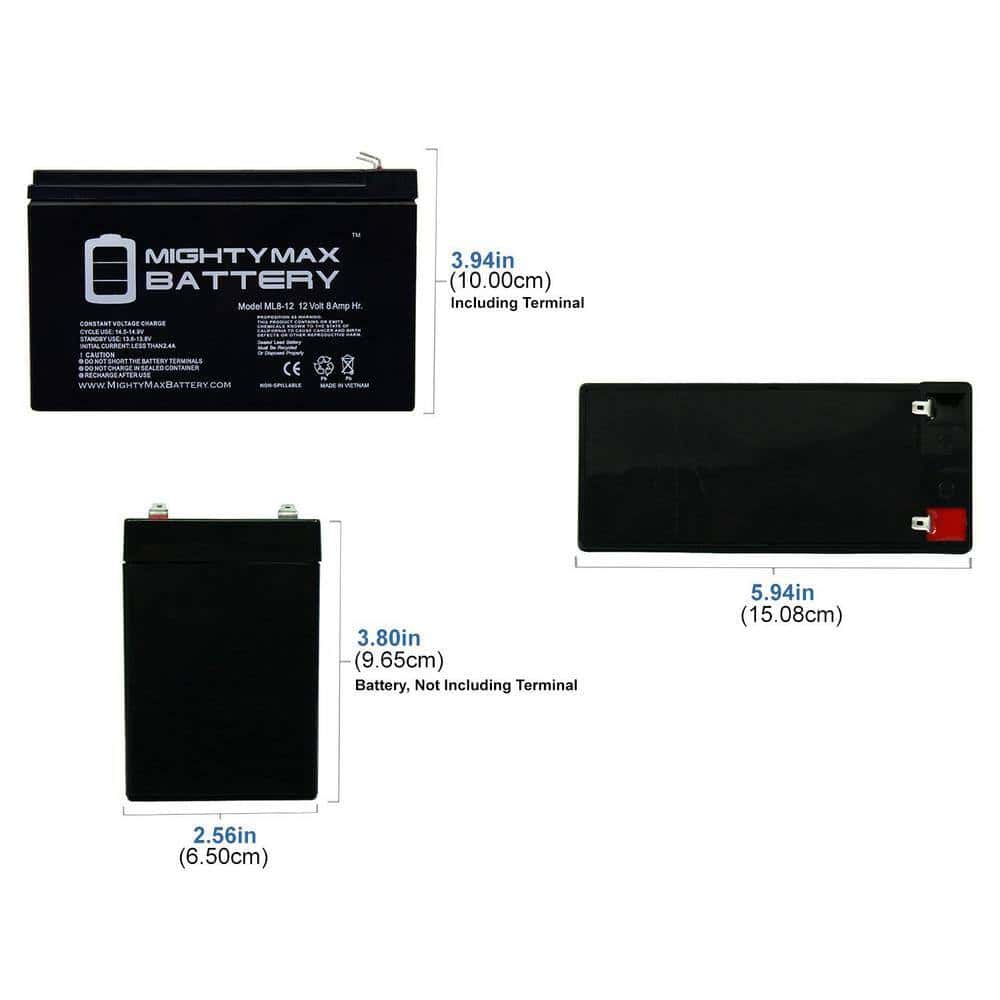 MIGHTY MAX BATTERY MAX3430380 12V 8Ah Fire Alarm Battery Replaces 12V 8Ah ELK-1280 - 10 Pack MIGHTY MAX BATTERY MAX3430380 12V 8Ah Fire Alarm Battery Replaces 12V 8Ah ELK-1280 - 10 Pack - Image 5