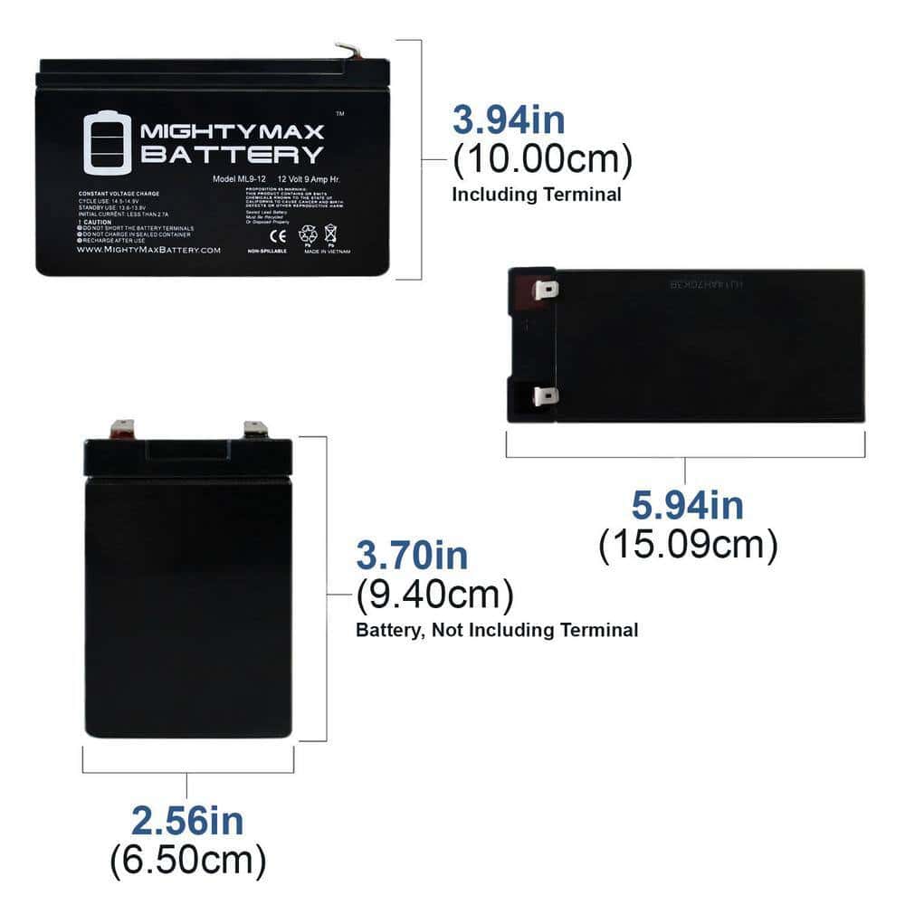 MIGHTY MAX BATTERY MAX3434105 12V 9Ah PowerWare PWHR1234W2FR Replacement UPS Battery - 8 Pack MIGHTY MAX BATTERY MAX3434105 12V 9Ah PowerWare PWHR1234W2FR Replacement UPS Battery - 8 Pack - Image 3
