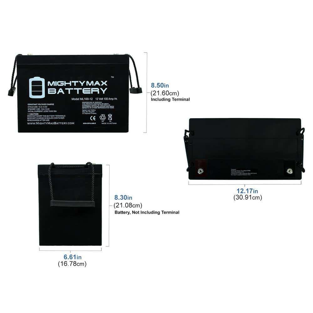 MIGHTY MAX BATTERY MAX3477905 12V 100Ah SLA AGM Battery for AC Solar Home System SHS12100 MIGHTY MAX BATTERY MAX3477905 12V 100Ah SLA AGM Battery for AC Solar Home System SHS12100 - Image 2