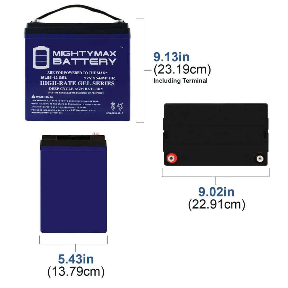 MIGHTY MAX BATTERY MAX3535318 12V 55AH GEL Battery for Quantum QG edge 2.0 Power Chair - 2 Pack MIGHTY MAX BATTERY MAX3535318 12V 55AH GEL Battery for Quantum QG edge 2.0 Power Chair - 2 Pack - Image 4