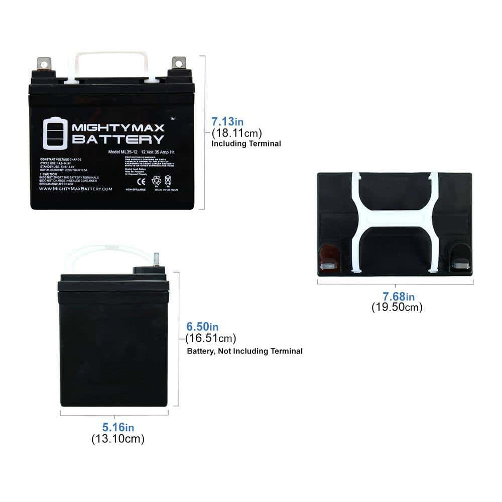 MIGHTY MAX BATTERY MAX3553863 12V 35Ah Battery Replacement for Pride Jazzy Select 6 Ultra - 2 Pack MIGHTY MAX BATTERY MAX3553863 12V 35Ah Battery Replacement for Pride Jazzy Select 6 Ultra - 2 Pack - Image 4