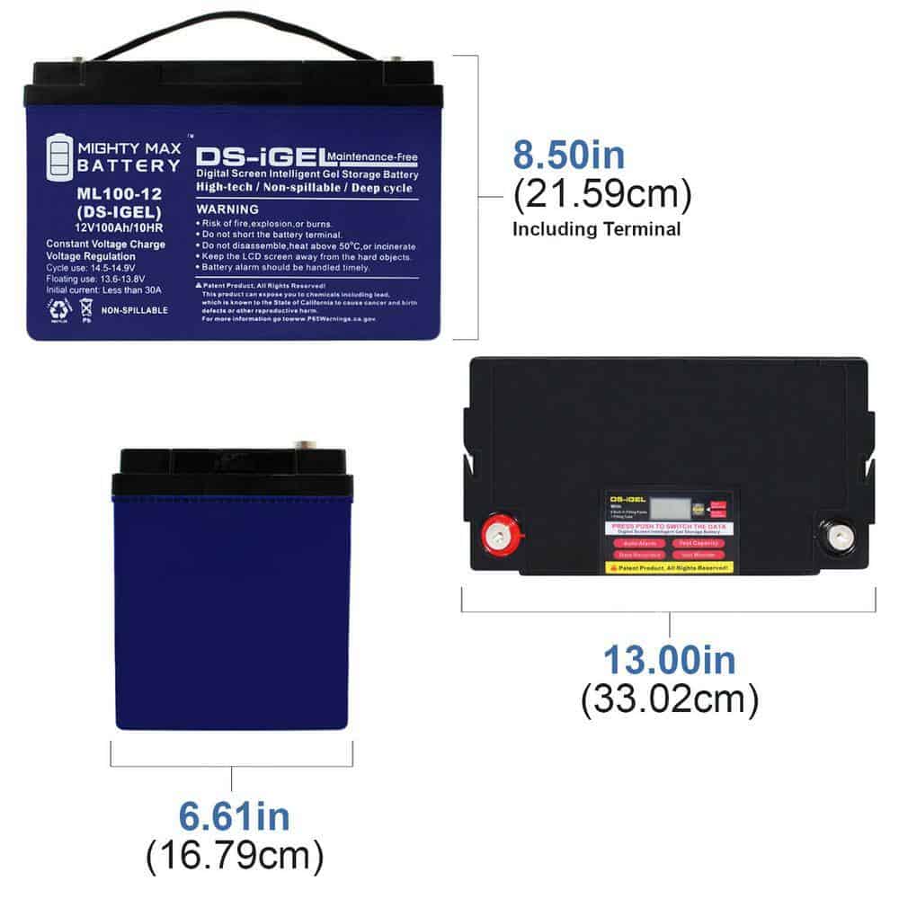 MIGHTY MAX BATTERY MAX3847878 12V 100AH GEL Battery Replacement for Kaddy E-Caddy Golf Cart MIGHTY MAX BATTERY MAX3847878 12V 100AH GEL Battery Replacement for Kaddy E-Caddy Golf Cart - Image 2