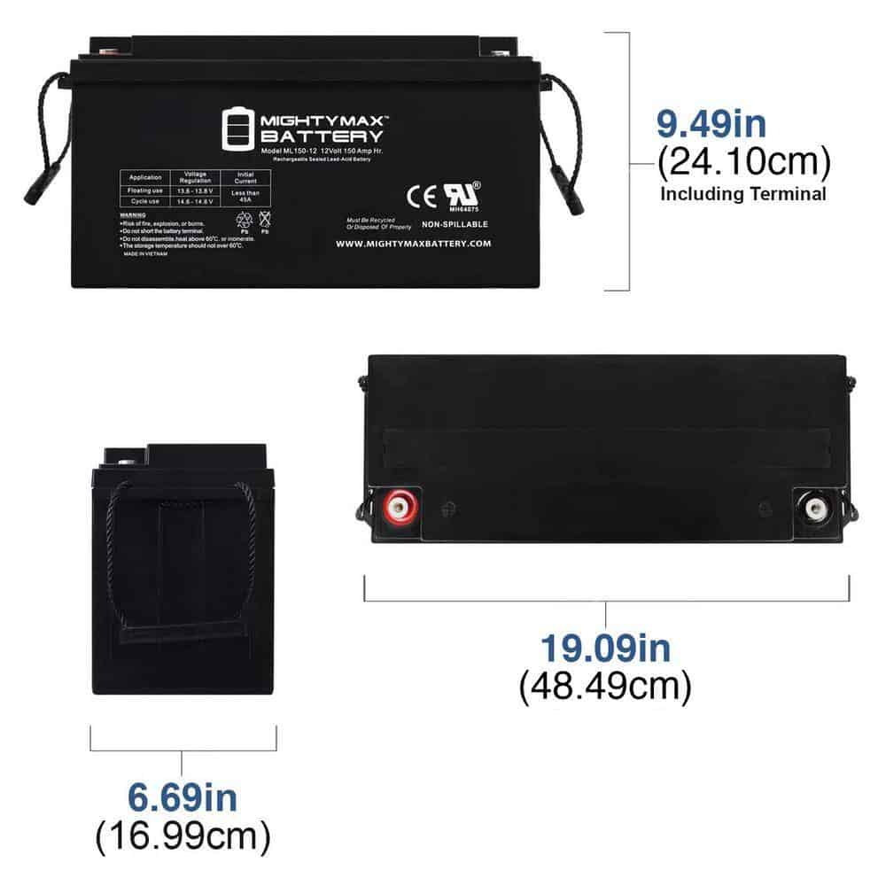 MIGHTY MAX BATTERY MAX3941580 12V 150AH SLA Replacement Battery for NPP NPD12-150 MIGHTY MAX BATTERY MAX3941580 12V 150AH SLA Replacement Battery for NPP NPD12-150 - Image 2
