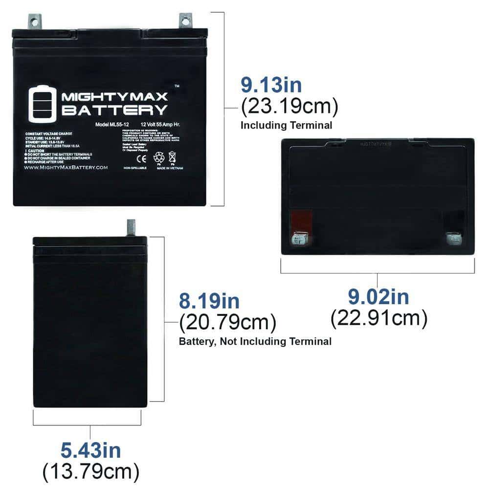 MIGHTY MAX BATTERY MAX3970885 12V 55Ah SLA Replacement Battery for MK M22NF SLD G - 2 Pack MIGHTY MAX BATTERY MAX3970885 12V 55Ah SLA Replacement Battery for MK M22NF SLD G - 2 Pack - Image 3