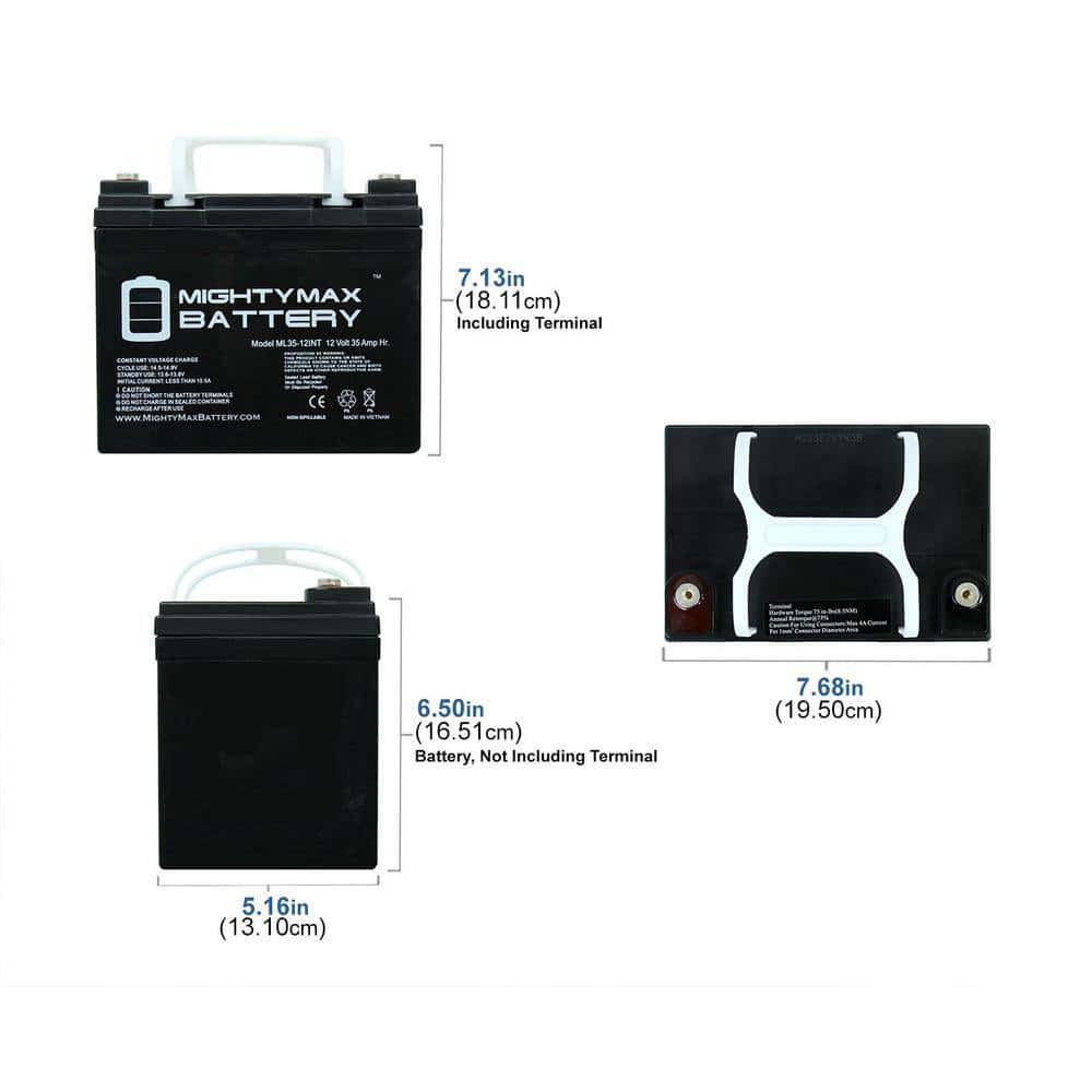 MIGHTY MAX BATTERY ML35-12INTMP2 12-Volt 35 Ah SLA (Sealed Lead Acid) AGM Internal Medical Mobility Replacement Battery (2-Pack) MIGHTY MAX BATTERY ML35-12INTMP2 12-Volt 35 Ah SLA (Sealed Lead Acid) AGM Internal Medical Mobility Replacement Battery (2-Pack) - Image 3