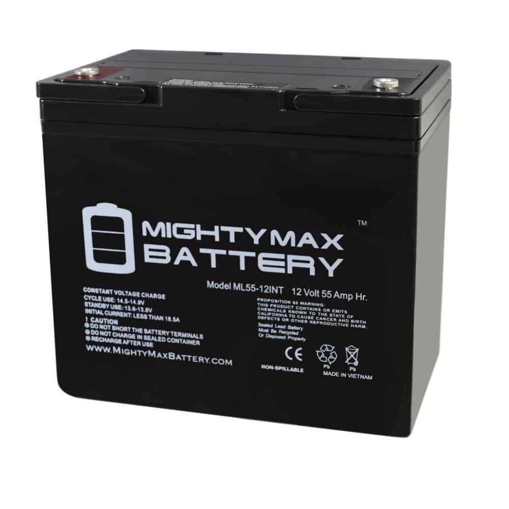 MIGHTY MAX BATTERY ML55-12INT 12-Volt 55 Ah Rechargeable Sealed Lead Acid (SLA) Internal Thread Battery MIGHTY MAX BATTERY ML55-12INT 12-Volt 55 Ah Rechargeable Sealed Lead Acid (SLA) Internal Thread Battery
