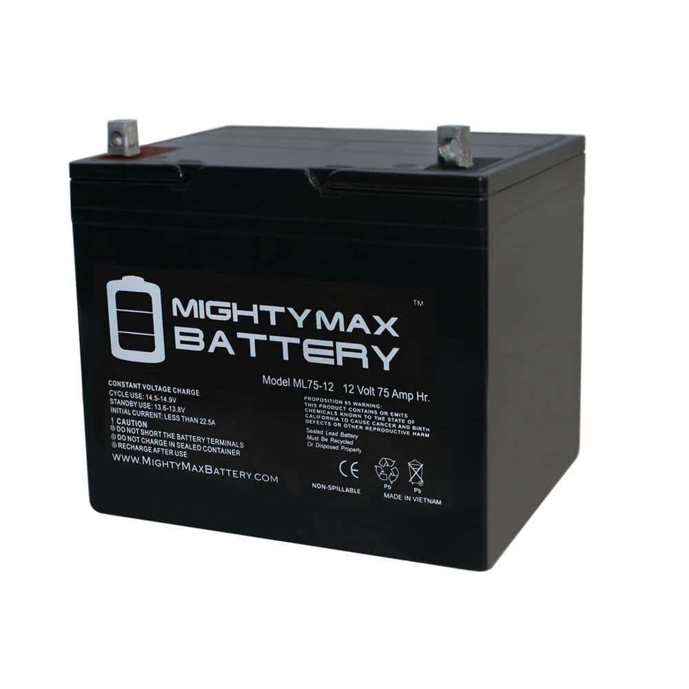 MIGHTY MAX BATTERY ML75-12 12-Volt 75 Ah Rechargeable Sealed Lead Acid (SLA) Battery MIGHTY MAX BATTERY ML75-12 12-Volt 75 Ah Rechargeable Sealed Lead Acid (SLA) Battery