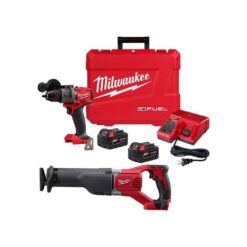Milwaukee 2904-22-2621-20 M18 Fuel 18-V Lithium-Ion Brushless Cordless 1/2 in. Hammer Drill Driver Kit with SAWZALL Reciprocating Saw