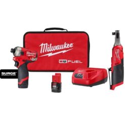 Milwaukee 2551-22-2567-20 M12 FUEL 12V Lithium-Ion Cordless SURGE 1/4 in. Hex Impact Driver and M12 FUEL High Speed 3/8 in. Ratchet Combo Kit