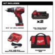 Milwaukee 2606-22CT M18 18V Lithium-Ion Cordless 1/2 in. Drill Driver Kit w/(2) 1.5Ah Batteries, Charger, Soft Case
