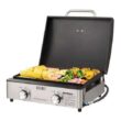 Monument Grills 55000 2-Burner Portable Table Top Propane Gas Griddle in Stainless Steel with Locking Lid