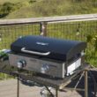 Monument Grills 55000 2-Burner Portable Table Top Propane Gas Griddle in Stainless Steel with Locking Lid