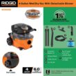 RIDGID WD4080 4 Gallon 6.0 Peak HP Wet/Dry Shop Vacuum with Detachable Blower, Fine Dust Filter, Locking Hose and Accessories