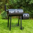 PHI VILLA THD-E02GR006-2 Offset Charcoal Smoker and Grill in Black