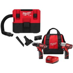 Milwaukee 0960-20-2494-22 M12 FUEL 12-Volt Lithium-Ion Cordless 1.6 Gal. Wet/Dry Vacuum w/M12 Drill and Impact Driver Kit w/Batteries and Charger