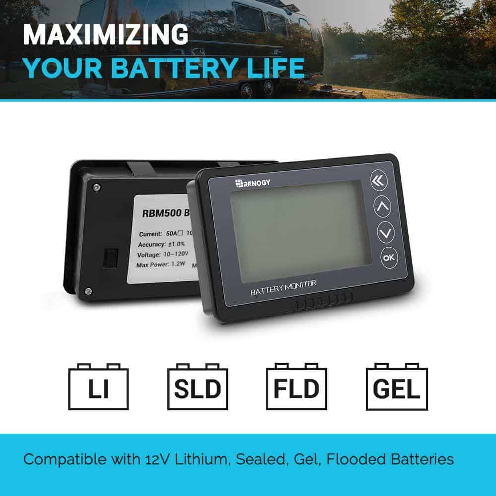 Renogy RBM500-G1 500 Amp Universal Battery Monitor, High and Low Voltage Programmable Alarm Renogy RBM500-G1 500 Amp Universal Battery Monitor, High and Low Voltage Programmable Alarm - Image 6