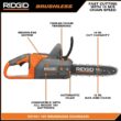 RIDGID R01101K 18V Brushless 12 in. Electric Chainsaw Kit - 6.0 Ah MAX Battery, Charger Included
