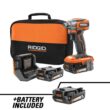 RIDGID R8723K-AC8400802 18V SubCompact Brushless Cordless Impact Driver Kit with 2.0 Ah Battery, Charger, and Extra 2.0 Ah Battery