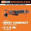 RIDGID R87701K 18V SubCompact Brushless Cordless 3/8 in. Right Angle Drill Kit with 2.0 Ah MAX Output Battery and Charger