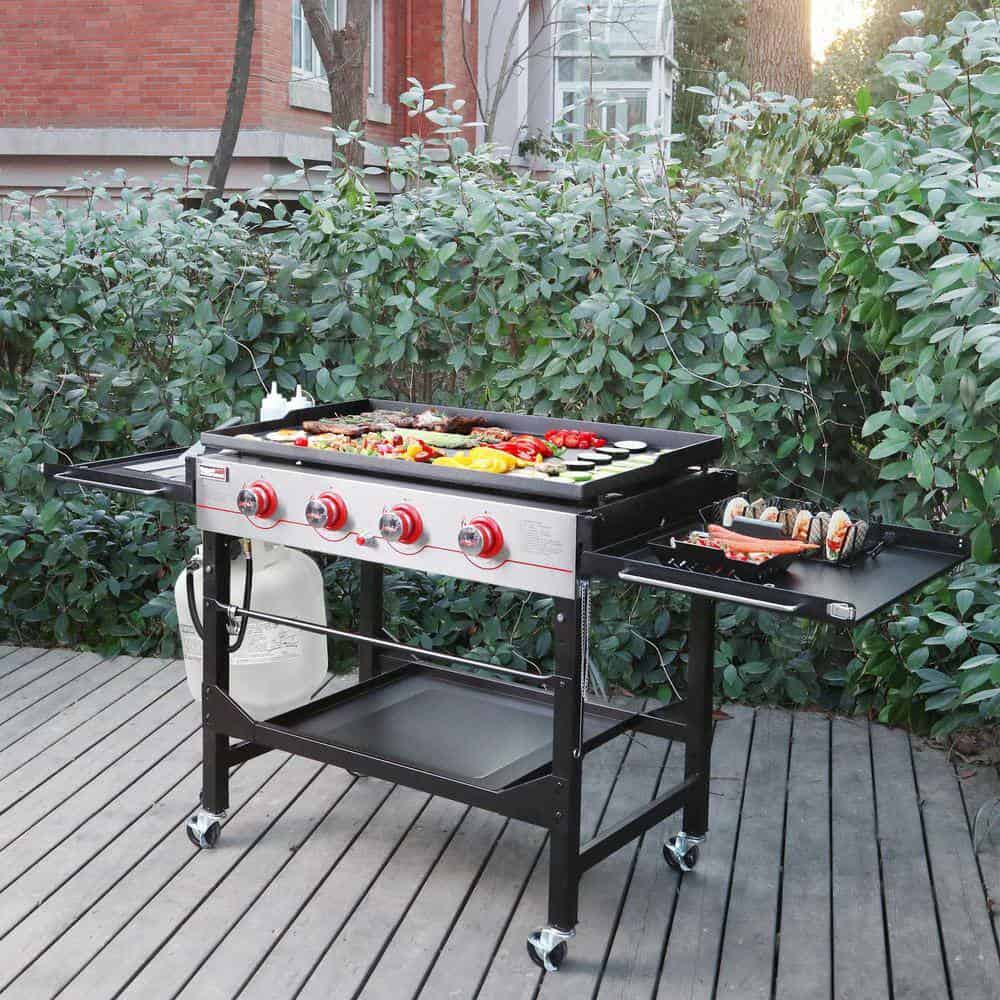 Royal Gourmet GB4000F 36 in. 4-Burner Propane BBQ Grill in Black Flat Top Gas Griddle with Top Cover Lid, for Large Outdoor Camping Royal Gourmet GB4000F 36 in. 4-Burner Propane BBQ Grill in Black Flat Top Gas Griddle with Top Cover Lid, for Large Outdoor Camping - Image 8
