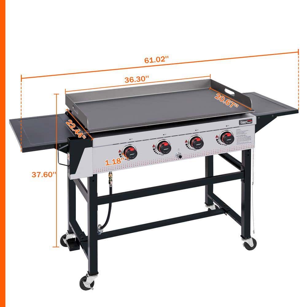 Royal Gourmet GB4003 36 in. 4-Burner Flat Top Gas Grill Griddle Liquid Propane Outdoor Griddle Station, 52,000 BTU in Black Royal Gourmet GB4003 36 in. 4-Burner Flat Top Gas Grill Griddle Liquid Propane Outdoor Griddle Station, 52,000 BTU in Black - Image 4
