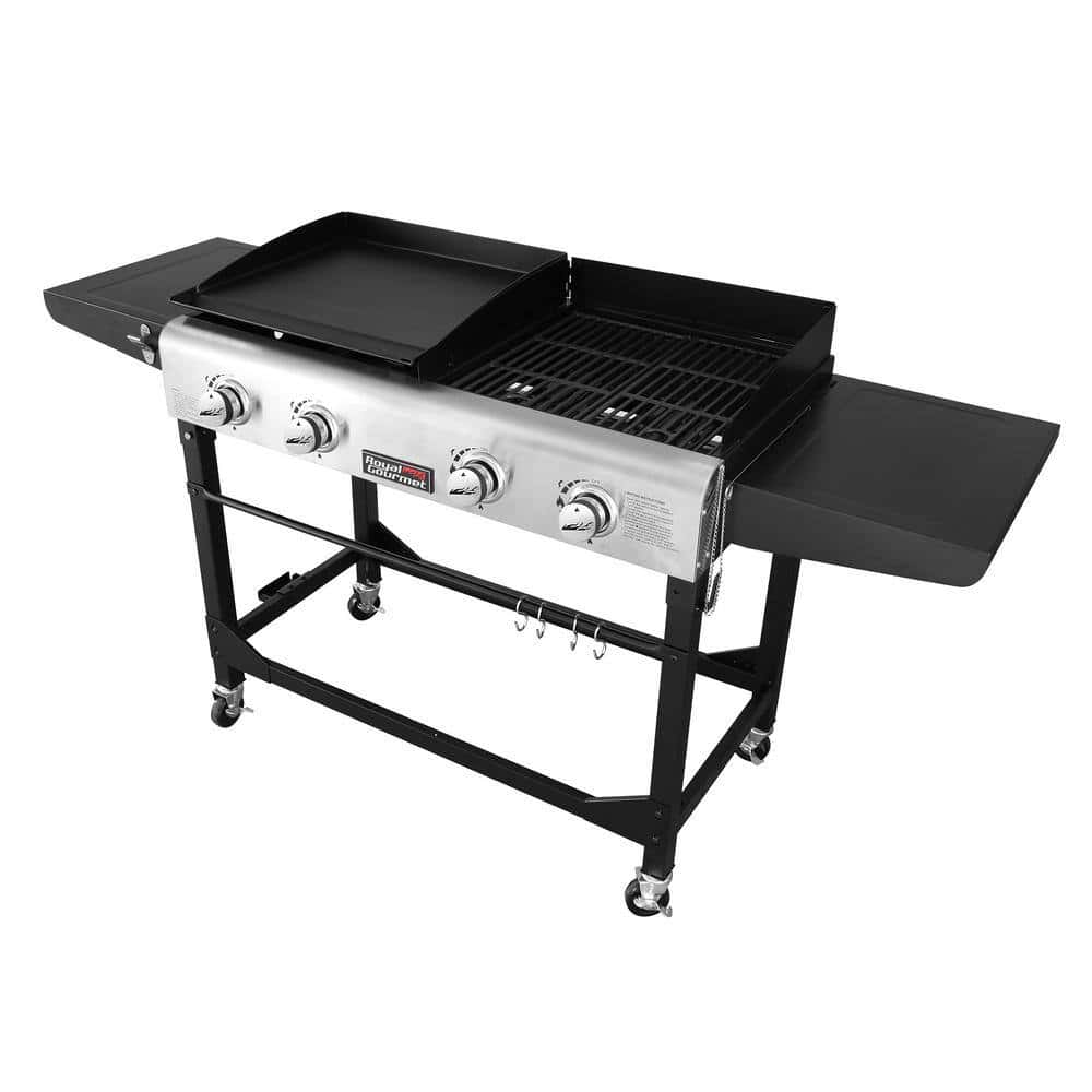 Royal Gourmet GD401C 4-Burners Portable Propane Gas Grill and Griddle Combo Grills in Black with Side Tables with Cover Royal Gourmet GD401C 4-Burners Portable Propane Gas Grill and Griddle Combo Grills in Black with Side Tables with Cover - Image 3