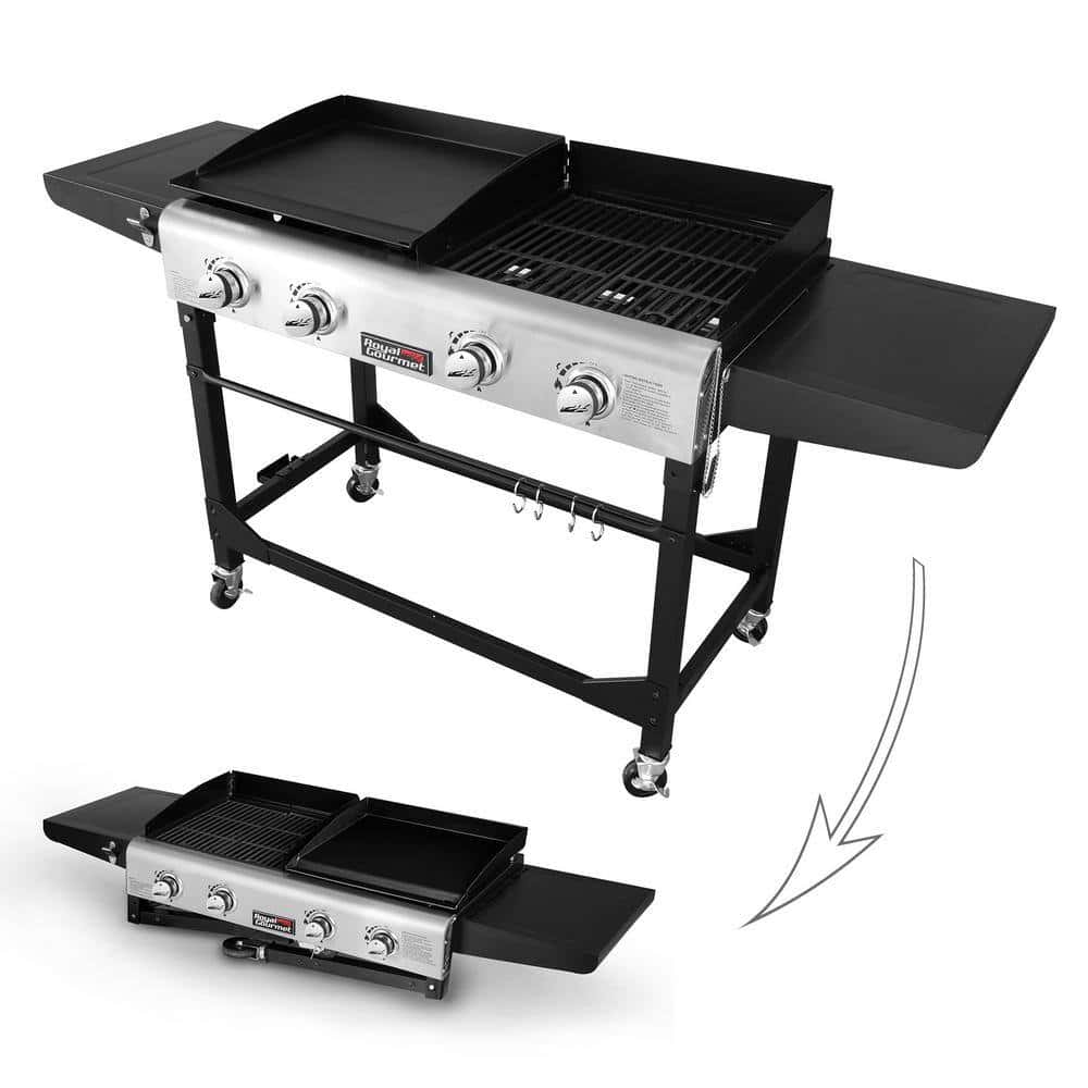 Royal Gourmet GD401C 4-Burners Portable Propane Gas Grill and Griddle Combo Grills in Black with Side Tables with Cover Royal Gourmet GD401C 4-Burners Portable Propane Gas Grill and Griddle Combo Grills in Black with Side Tables with Cover - Image 5