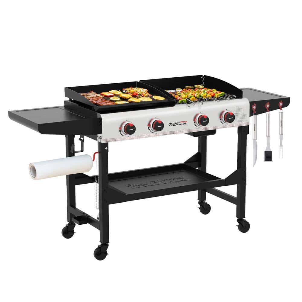 Royal Gourmet GD403 4-Burner 48,000 BTU Portable Flat Top Gas Grill and Griddle Combo Grill in Black with Folding Legs for Outdoor Cooking Royal Gourmet GD403 4-Burner 48,000 BTU Portable Flat Top Gas Grill and Griddle Combo Grill in Black with Folding Legs for Outdoor Cooking - Image 7