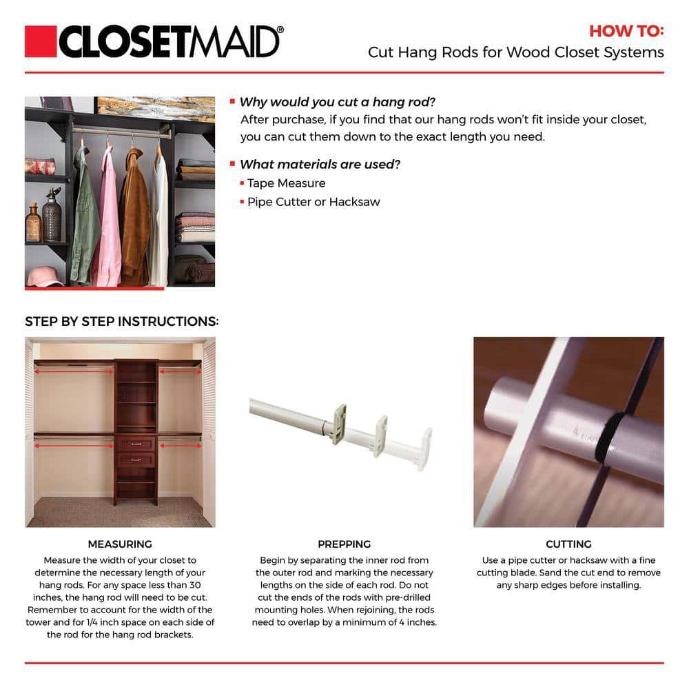 ClosetMaid 7032 Selectives 48 in. W - 112 in. W White Reach-In Tower Wall Mount 6-Shelf Wood Closet System ClosetMaid 7032 Selectives 48 in. W - 112 in. W White Reach-In Tower Wall Mount 6-Shelf Wood Closet System - Image 10