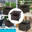 Costway Brown Rattan Wicker Steel Side Table Outdoor Furniture Deck Garden Patio Pool