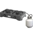 ABBA Double Burner Portable Propane StoveTop - Lightweight Alloy Steel Portable Stove, 13.19" x 21.85" x 4.33" (Black)