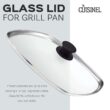 Cuisinel Cast Iron Square Grill Pan + Glass Lid - 10.5" Pre-Seasoned Ridged Skillet + Handle Cover + Pan Scraper