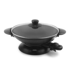 Aroma Housewares AEW-306 Electric Wok with Tempered Glass Lid Easy Clean Nonstick, Black
