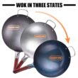 Teewe Carbon Steel Wok Traditional Hand Hammered Wok - 13.4” Chinese Wok Round Bottom Wok Pan Set