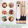 NutriChef Electric Carving Turkey Slicer Kitchen Knife | For Thanksgiving | Portable Electrical Food Cutter Knife Set with Carving Blades & Wood Carving Stand | Cuts Meat, Bread, Cheese & Fruit - 3