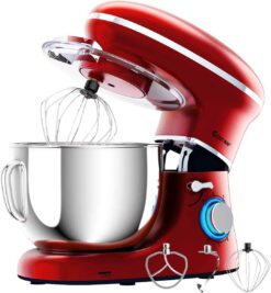 Costway 6.3 Quart Tilt-Head Food Stand Mixer 6 Speed 660W - Red