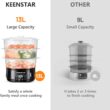 13.7QT Electric Food Steamer for Cooking, Vegetable Steamer with 3 Tiers BPA-Free Baskets, Digital Steamer with Appointment, 800W Fast Cooking, Ideal for Veggies Seafood Rice Black - 2