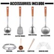 Teewe Carbon Steel Wok Traditional Hand Hammered Wok - 13.4” Chinese Wok Round Bottom Wok Pan Set