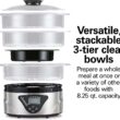 Hamilton Beach Digital Electric Food Steamer & Rice Cooker for Quick, Healthy Cooking with Stackable Three-Tier Bowls for Vegetables and Seafood, 8.25 Quart, Black & Stainless Steel - 3
