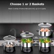 Secura 2 Stainless Steel Food Steamer 8.5 Qt Electric Glass Lid Vegetable Steamer Double Tiered Stackable Baskets with Timer - 3