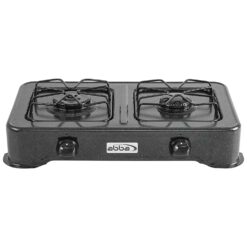 ABBA Double Burner Portable Propane StoveTop - Lightweight Alloy Steel Portable Stove, 13.19" x 21.85" x 4.33" (Black)