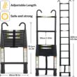 Telescopic Ladder, 10.5FT RIKADE Aluminum Telescoping Ladder with Non-Slip Feet and Stable Hook, Portable Extension Ladder for Household and Outdoor Working, 330lb Capacity Black - 2